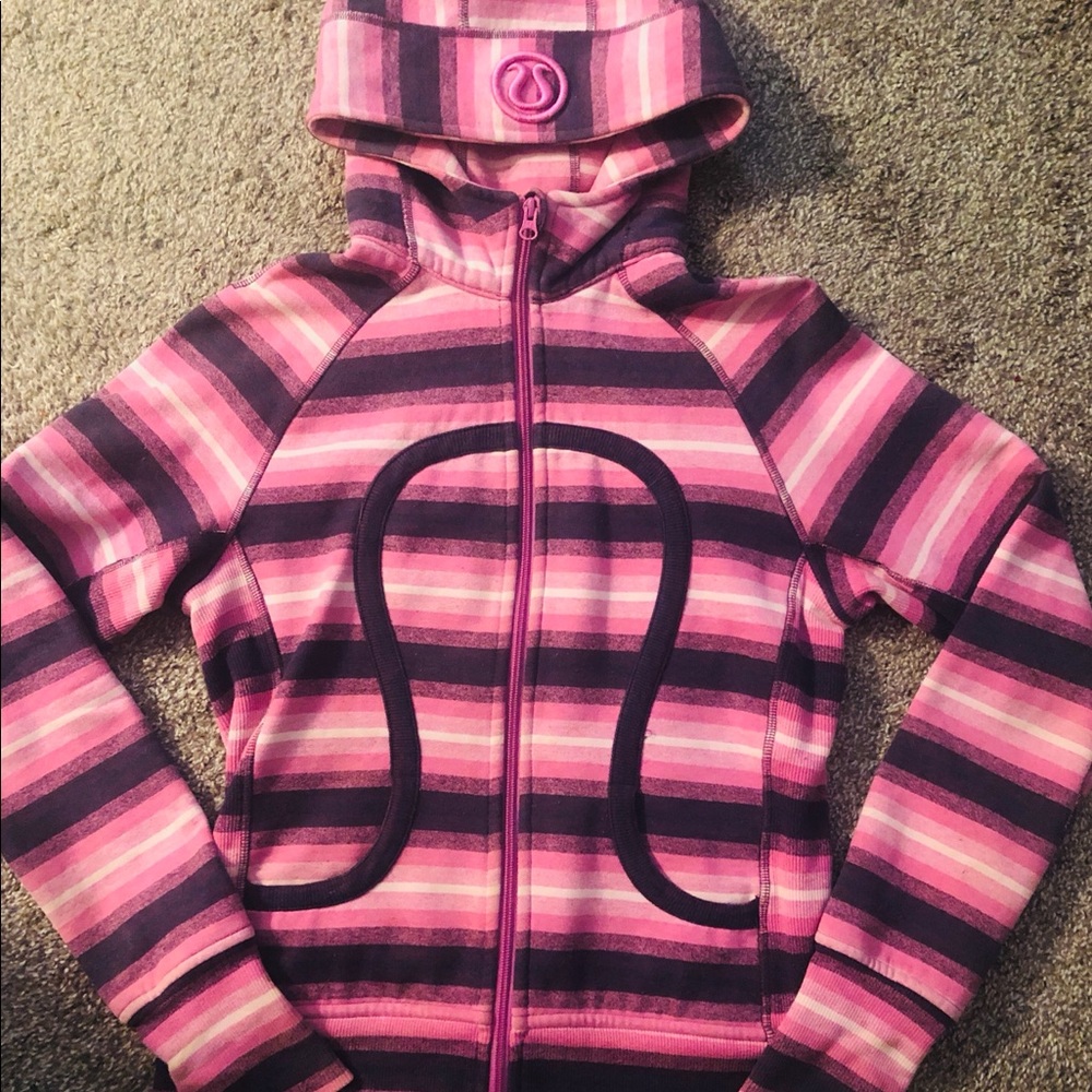 Lululemon Scuba Hoodie Poncho Stripe Pink Size 8